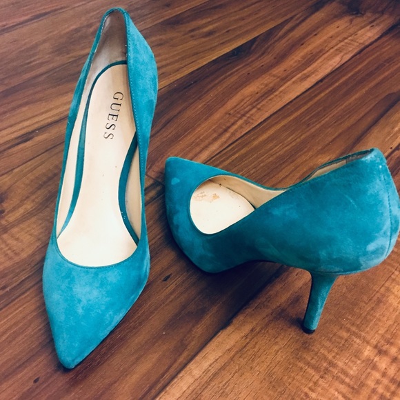 teal suede heels